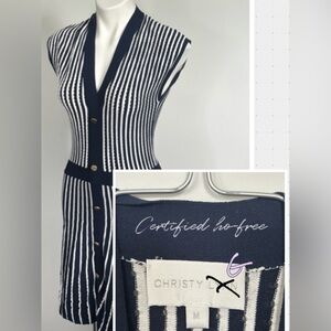 Christy G Certified Ho-Free Striped Midi Dress with Gold Buttons